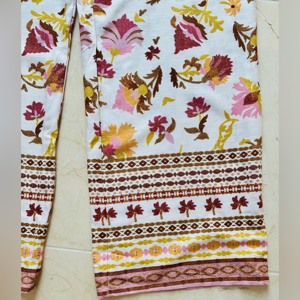 GLG Boho Floral Wide Leg Pants S Fairy Cottage Festival Beach Elastic Waist - Picture 2 of 8